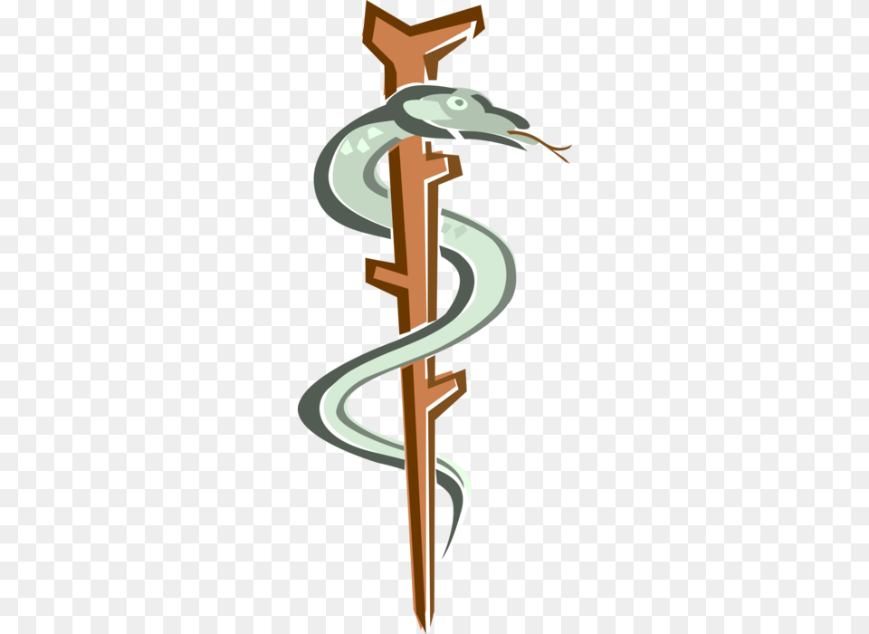 Vector Illustration Of Rod Of Asclepius Symbol For Rod Of Asclepius, Cross, Animal Free Png