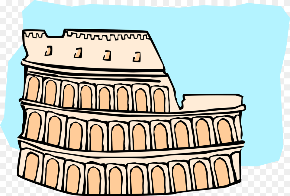 Vector Illustration Of Roman Forum Colosseum Or Coliseum, Architecture, Pillar, Arch, Hot Tub Free Png