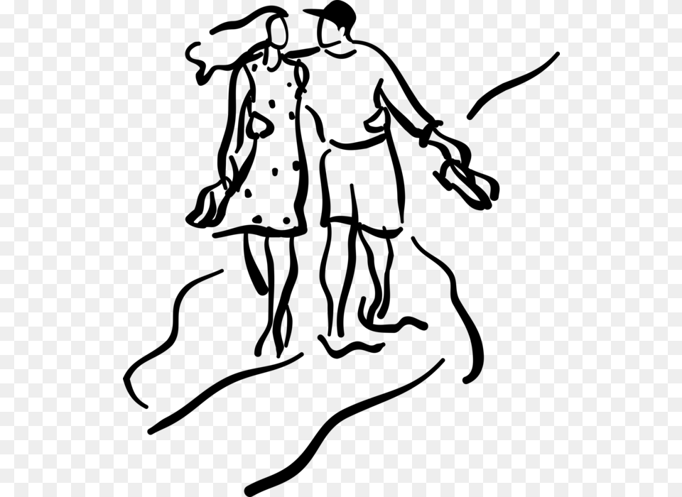 Vector Illustration Of Romantic Couple Stroll Arm In Chomoranma Reggae Mix, Gray Free Transparent Png