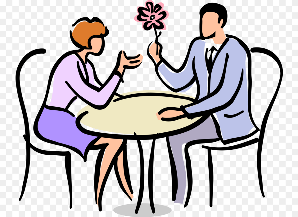 Vector Illustration Of Romantic Couples Enjoy Conversation Drawing Of People On A Date, Adult, Female, Person, Woman Png Image