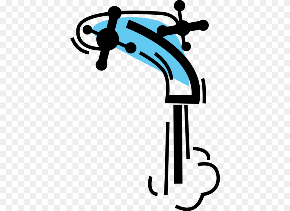 Vector Illustration Of Running Water With Tap Sink Tap Running Water Black And White, Clothing, Crash Helmet, Hardhat, Helmet Free Transparent Png