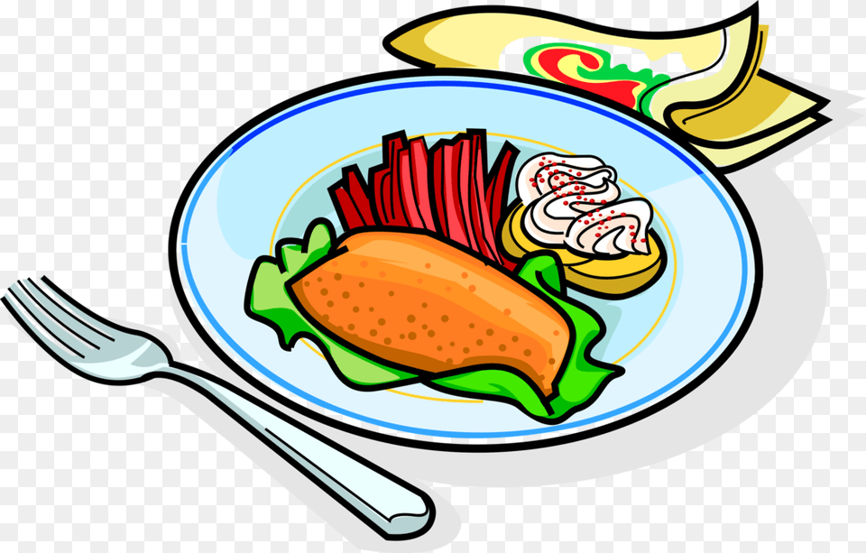 Vector Illustration Of Russian Cuisine Garnished Fried, Cutlery, Food, Fork, Lunch Free Png