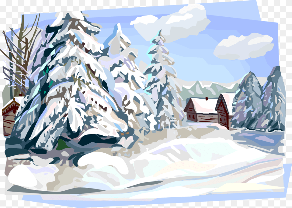 Vector Illustration Of Russian Winter Nature Scene Winter Scene Clipart Transparent, Outdoors, Architecture, Building, Countryside Free Png