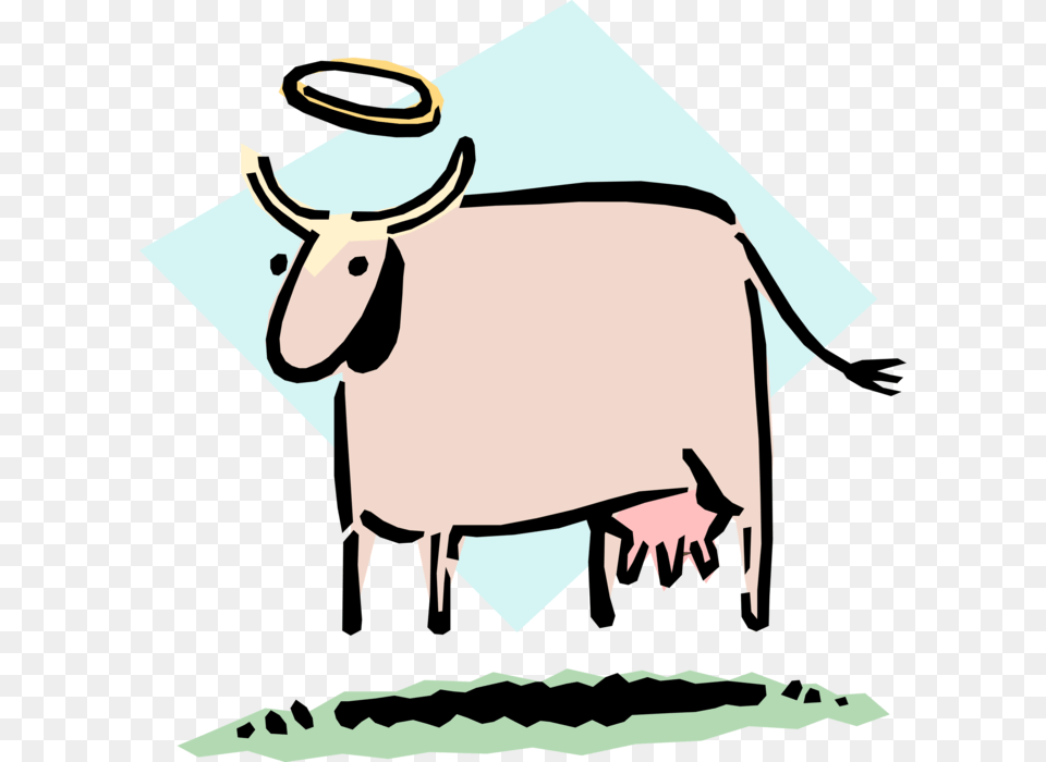 Vector Illustration Of Sacred Cow With Halo Idiom Cow With Halo, People, Person, Animal, Bull Png