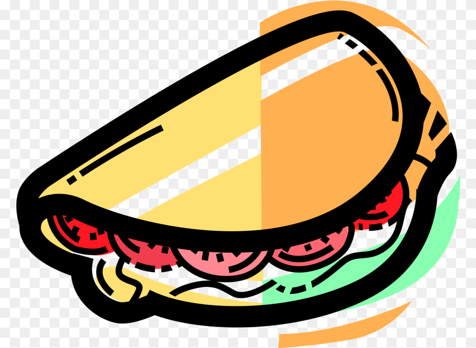 Vector Illustration Of Sandwich Sliced Cheese Or Meat Pita Clip Art, Helmet, Clothing, Hardhat, Plant Free Png Download