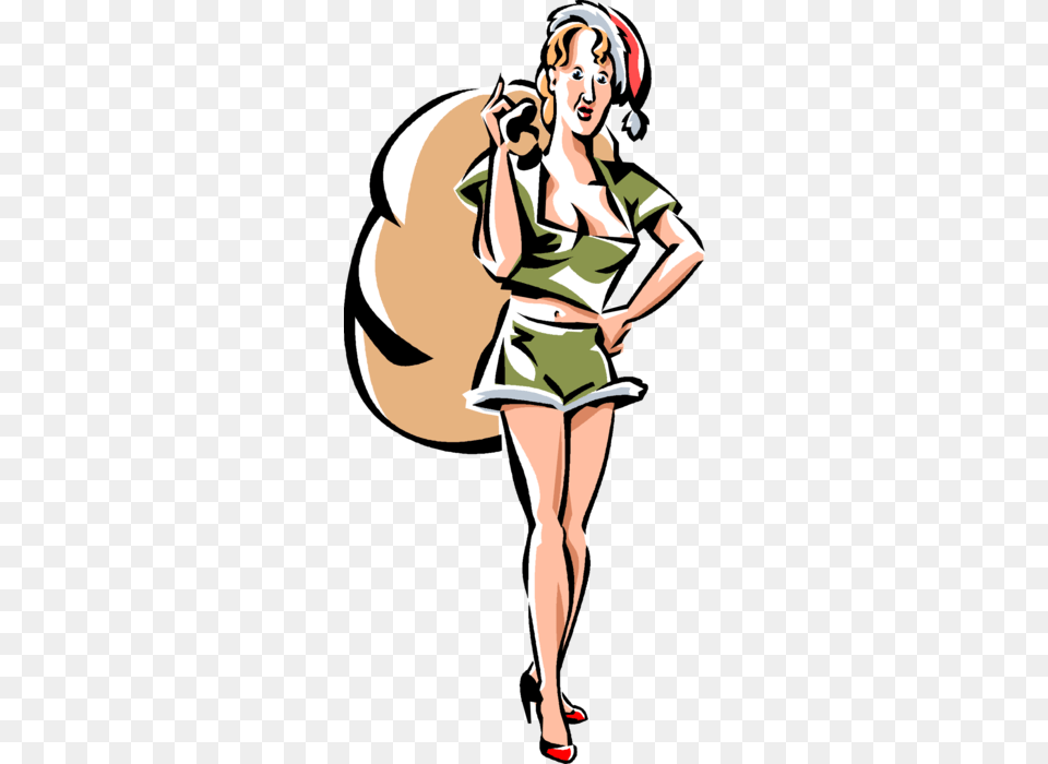 Vector Illustration Of Santa Claus39 Sexy Helper Elf, Shorts, Clothing, Adult, Person Free Png Download