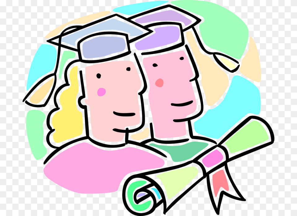 Vector Illustration Of School Graduates With Mortarboard, People, Person, Body Part, Hand Free Png Download