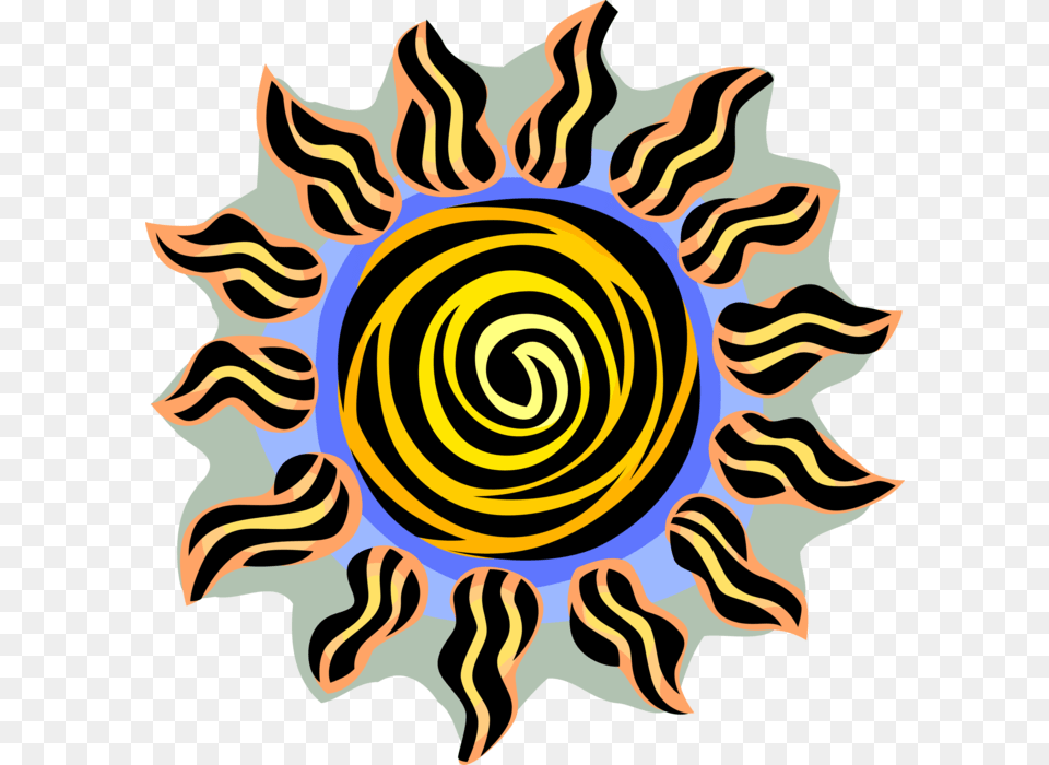 Vector Illustration Of Scorching Heat From Sunlight Cut Out Stencil, Pattern, Spiral, Coil, Accessories Png