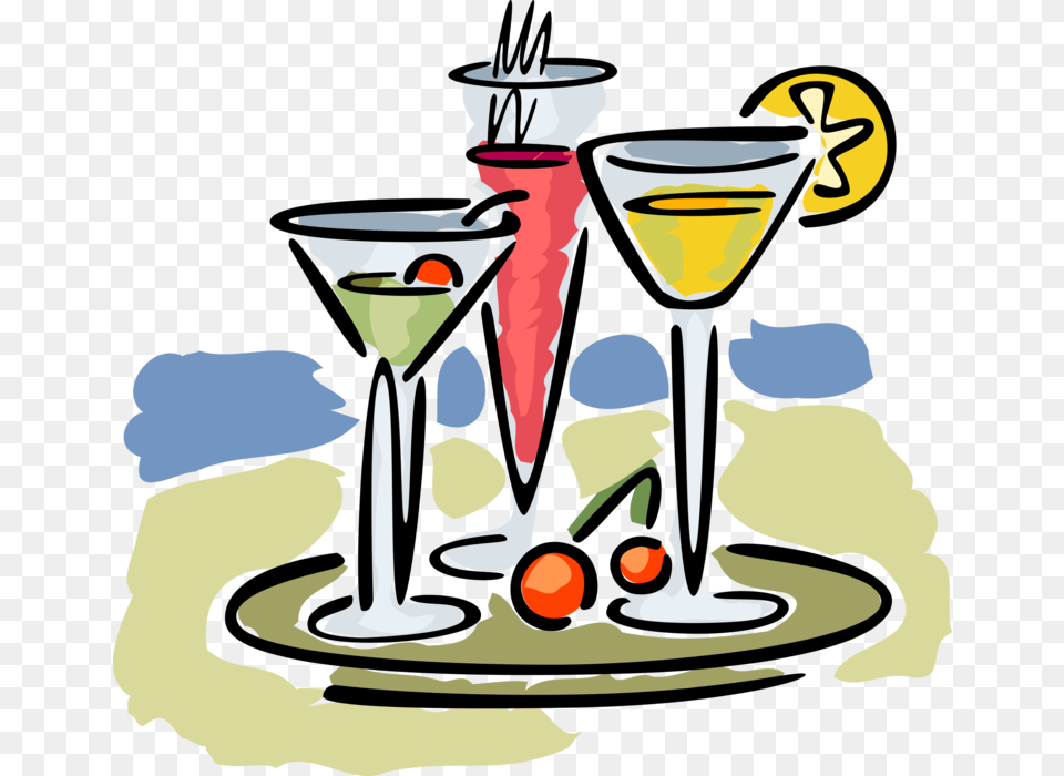 Vector Illustration Of Serving Tray Of Mixed Alcohol Iba Official Cocktail, Beverage, Martini, Person, Face Free Png Download