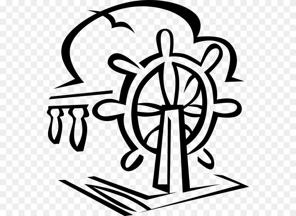 Vector Illustration Of Ship S Helm Wheel Or Boat S, Gray Png