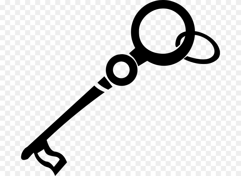 Vector Illustration Of Skeleton Security Key Unlocks, Gray Free Png Download