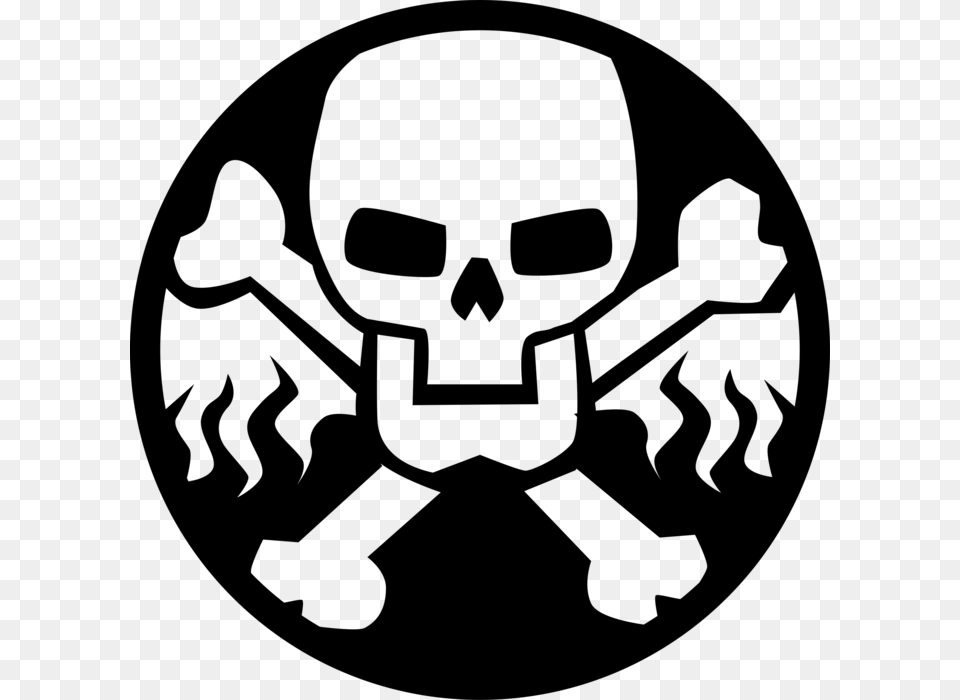 Vector Illustration Of Skull And Crossbones Identify, Gray Png Image