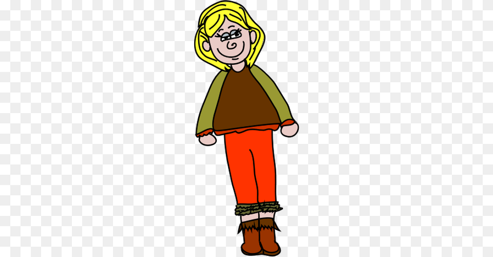 Vector Illustration Of Smiling Blonde Housewife, Elf, Boy, Child, Person Png Image