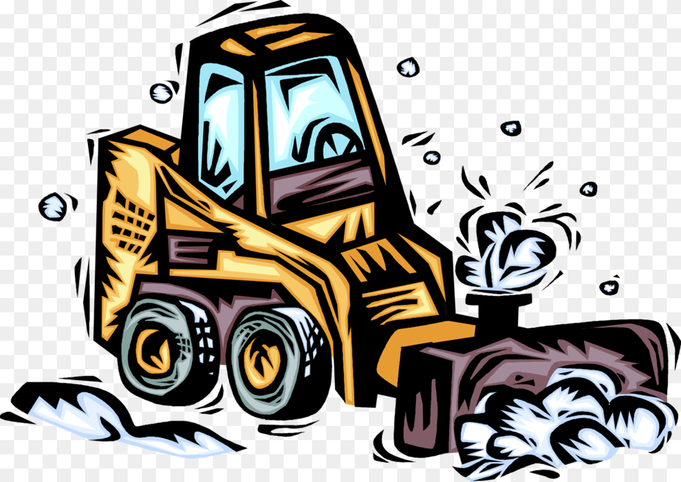 Vector Illustration Of Snow Plow And Snow Removal Equipment Snow Plow Clip Art, Machine, Bulldozer, Wheel Png