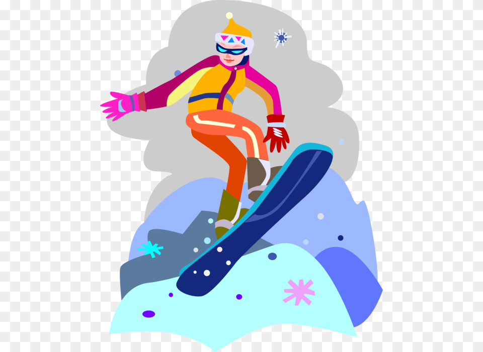 Vector Illustration Of Snowboarder On Snowboard Snowboarding, Outdoors, Nature, Baby, Face Free Transparent Png