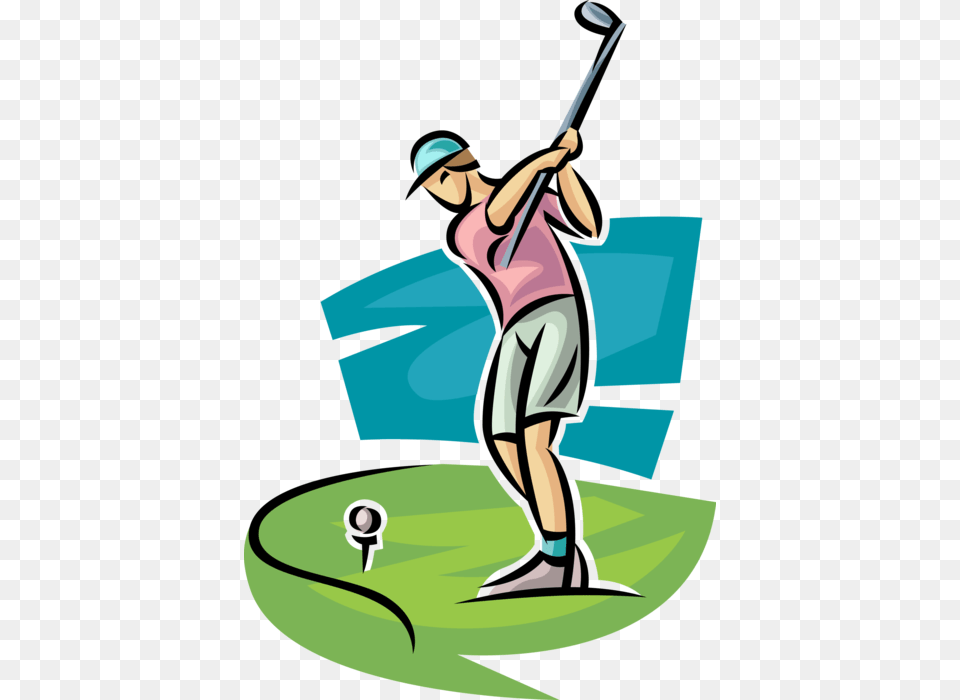 Vector Illustration Of Sport Of Golf Golfer Swings Illustration, Adult, Female, Person, Woman Png Image
