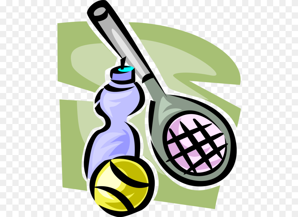 Vector Illustration Of Sport Of Tennis Racket Or Racquet, Cutlery, Tennis Racket, Bottle, Bulldozer Free Transparent Png