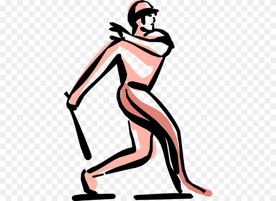 Vector Illustration Of Sports Baseball Batter Swings Baseball, Dancing, Leisure Activities, Person, Adult Free Png Download