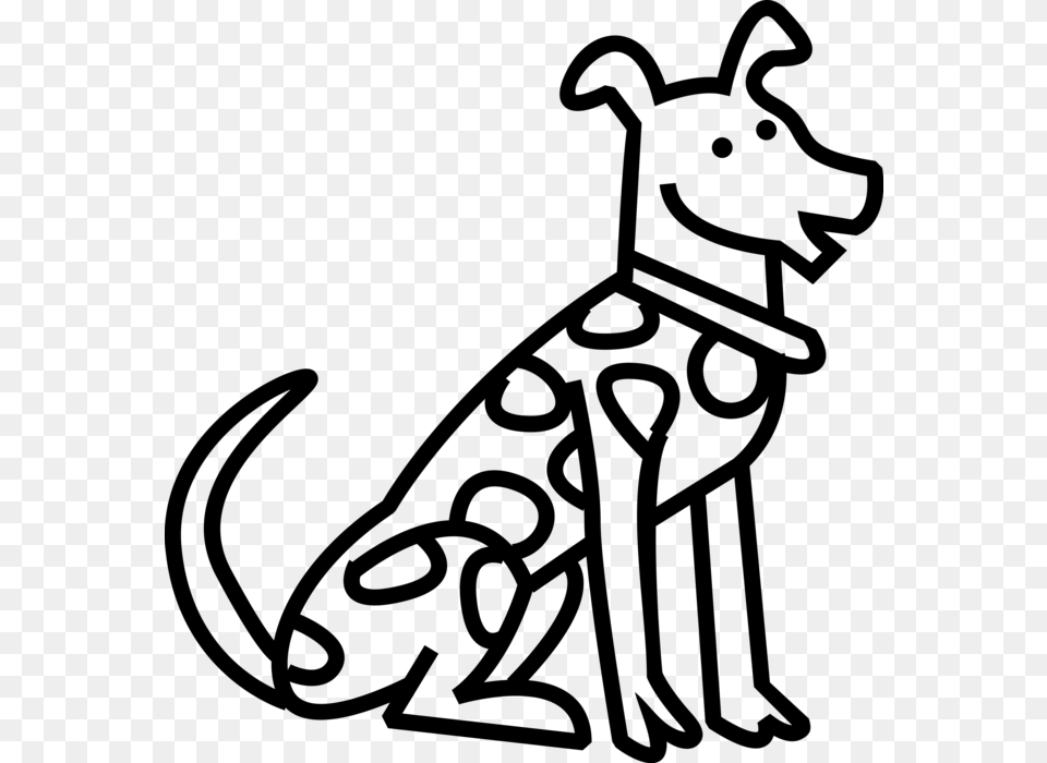 Vector Illustration Of Spotted Dalmatian Dog Line Art, Gray Free Png Download