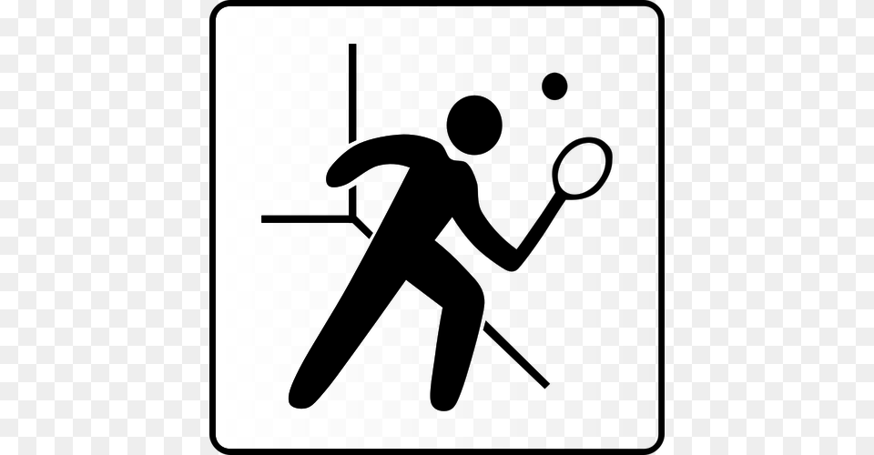 Vector Illustration Of Squash Facilities Available Sign Public, Stencil, Badminton, Person, Sport Free Png