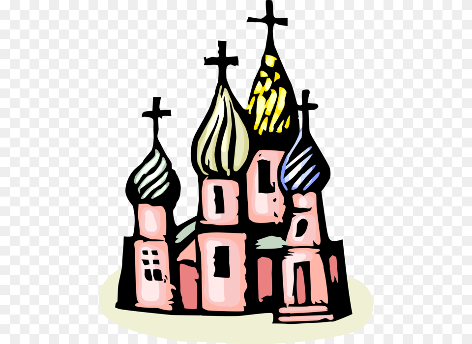 Vector Illustration Of St Basil S Christian Church Russian Building Clipart, Birthday Cake, Cake, Cream, Dessert Png
