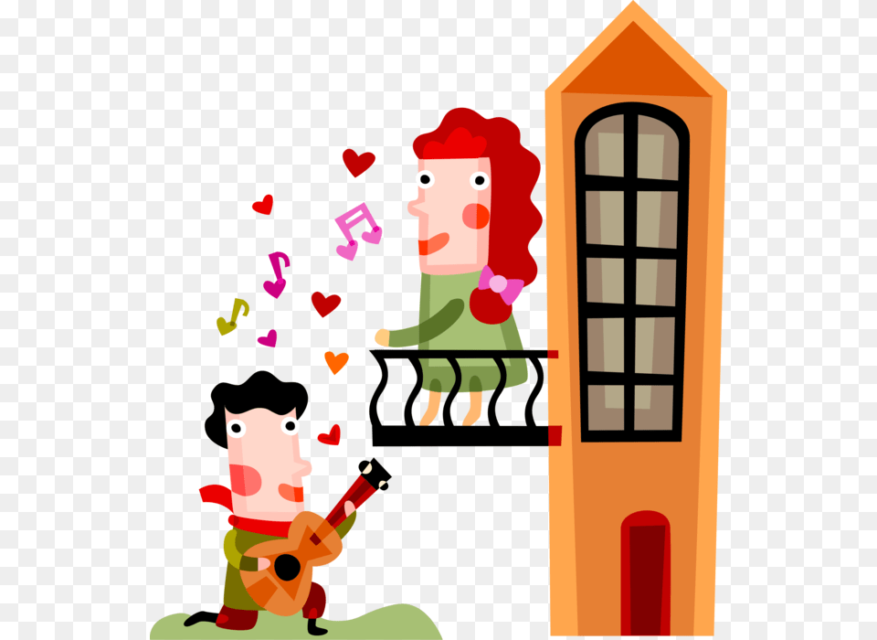 Vector Illustration Of Star Crossed Lovers Romeo Serenades, Art, Graphics, Baby, Person Png