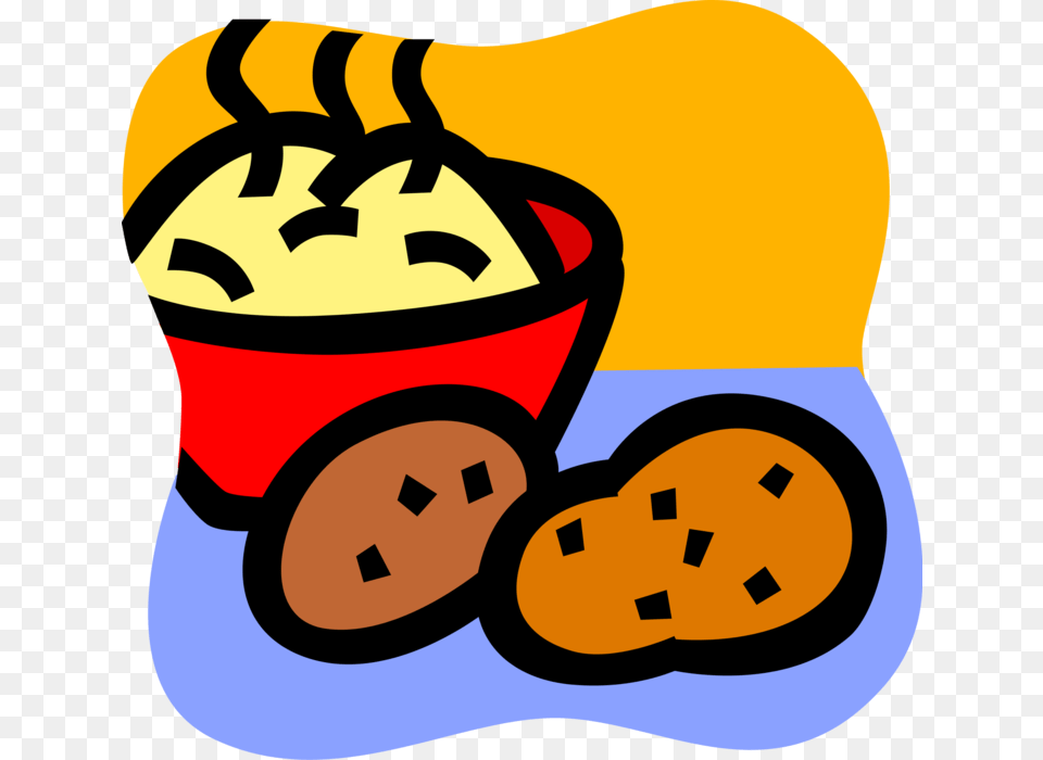 Vector Illustration Of Starchy Edible Tuber Potato Mashed Potatoes Clip Art, Snack, Food, Cream, Dessert Png Image