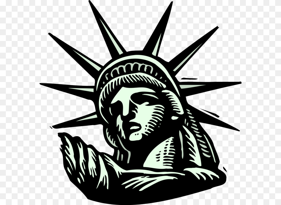Vector Illustration Of Statue Of Liberty Colossal Neoclassical, Face, Head, Person, Art Free Png Download