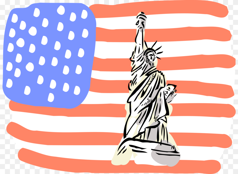 Vector Illustration Of Statue Of Liberty Colossal Neoclassical Estatua Da Liberdade Em Jpeg, American Flag, Flag, Person Png