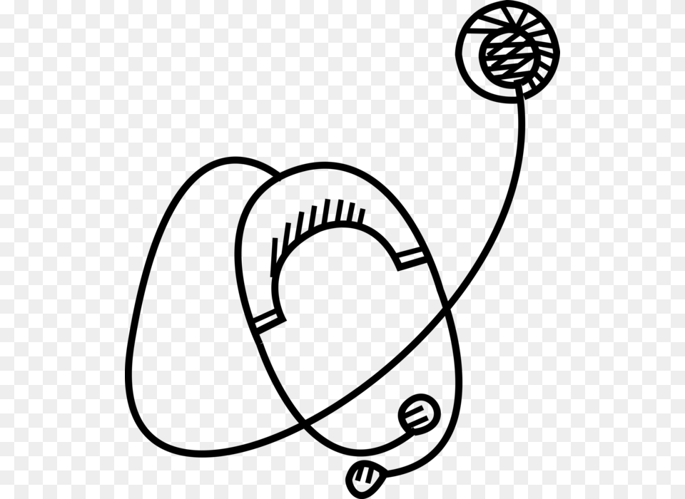 Vector Illustration Of Stethoscope Acoustic Medical Line Art, Gray Png