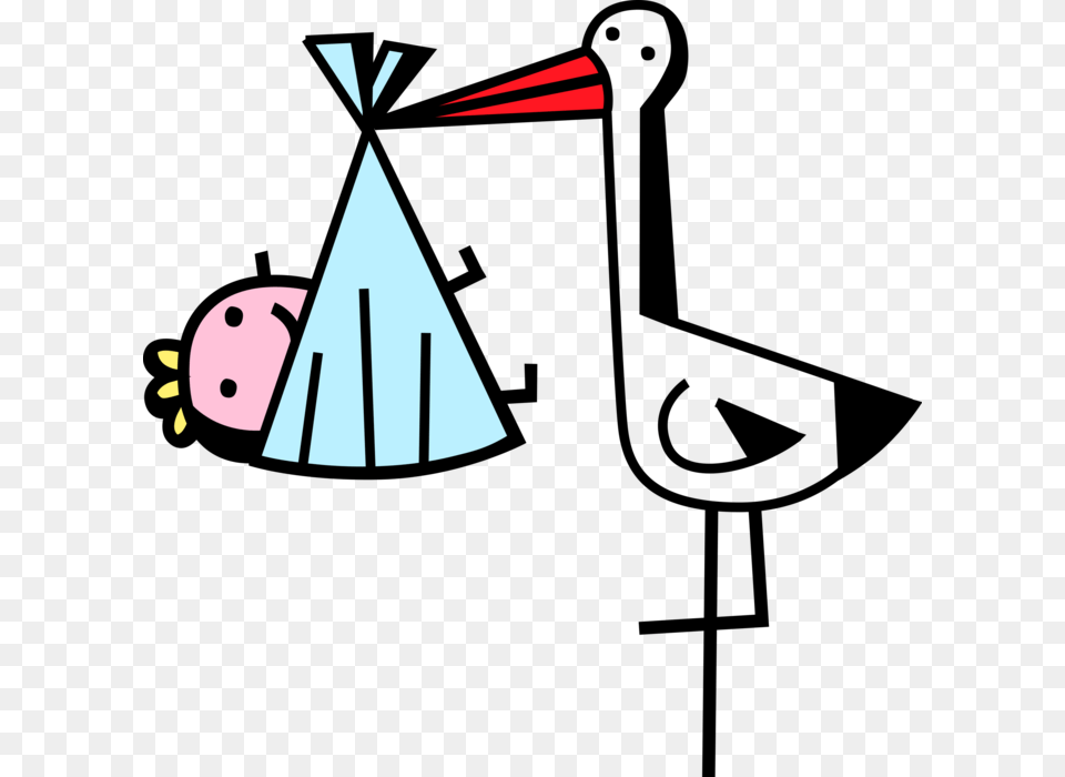 Vector Illustration Of Stork Bird Delivers Newborn, Clothing, Hat, Party Hat Free Png Download