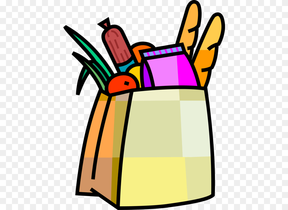 Vector Illustration Of Supermarket Grocery Store Shopping Shopping Bags Clip Art, Bag, Shopping Bag, Cutlery Free Png Download