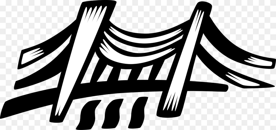 Vector Illustration Of Suspension Bridge Crosses Open, Cutlery, Fork, Blade, Dagger Png