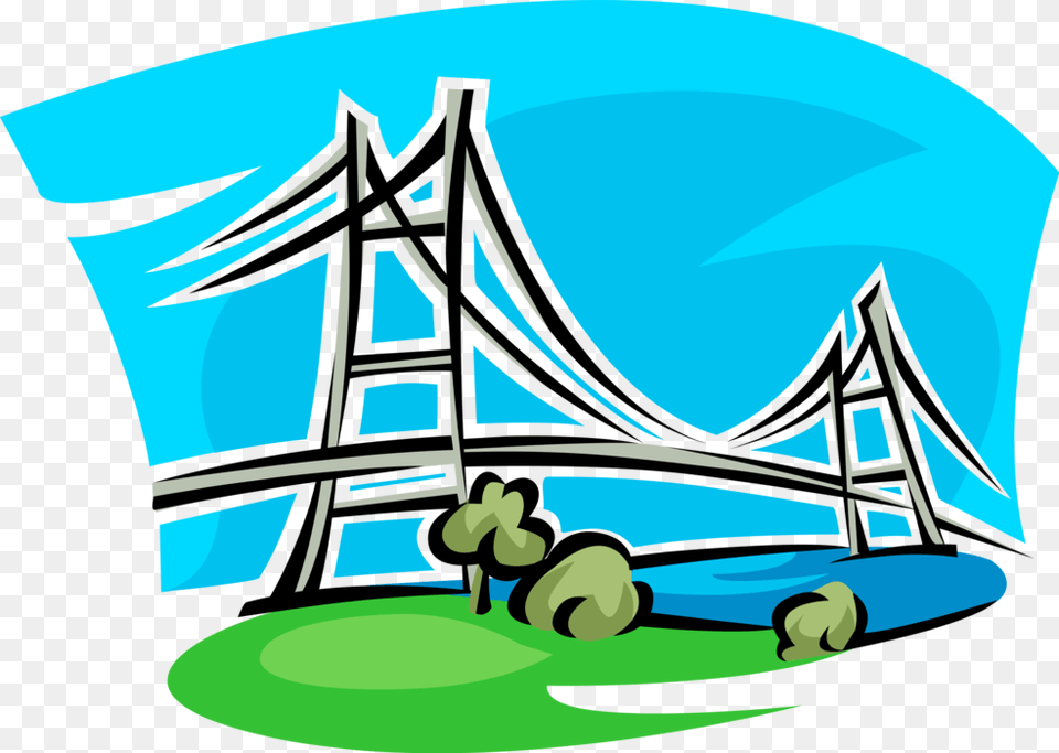 Vector Illustration Of Suspension Bridge Roadway Crosses, Arch, Architecture, Suspension Bridge Free Png Download