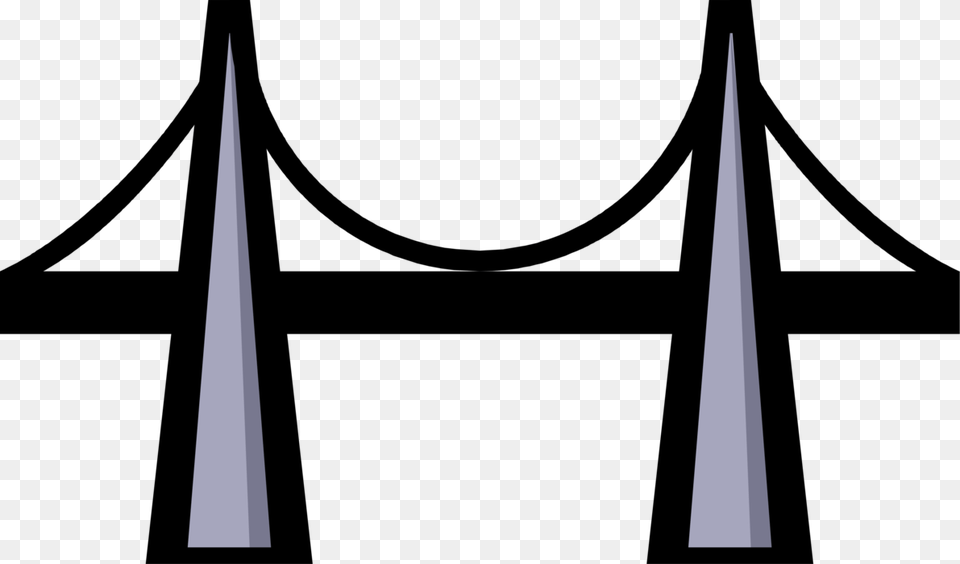 Vector Illustration Of Suspension Bridge Symbol Bridge Clipart, Architecture, Building, Spire, Tower Free Png Download