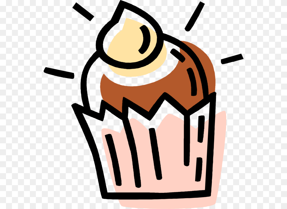 Vector Illustration Of Sweet Dessert Baked Cupcake Clip Art, Cake, Cream, Food, Person Free Transparent Png
