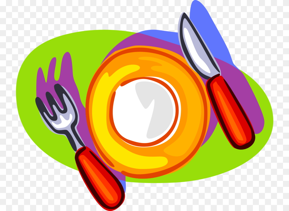Vector Illustration Of Table Place Setting With Plate Dinner Plate Plate Clipart, Cutlery, Fork, Food, Ketchup Png
