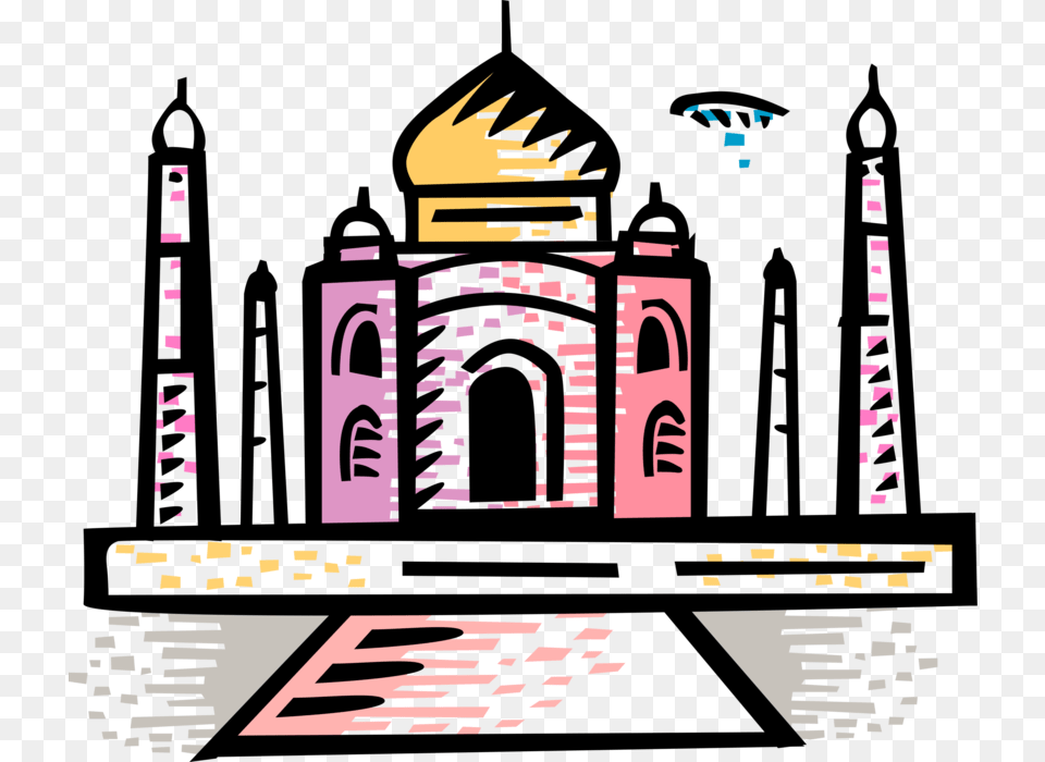 Vector Illustration Of Taj Mahal Marble Mausoleum On Taj Mahal, Art, Graphics Free Transparent Png