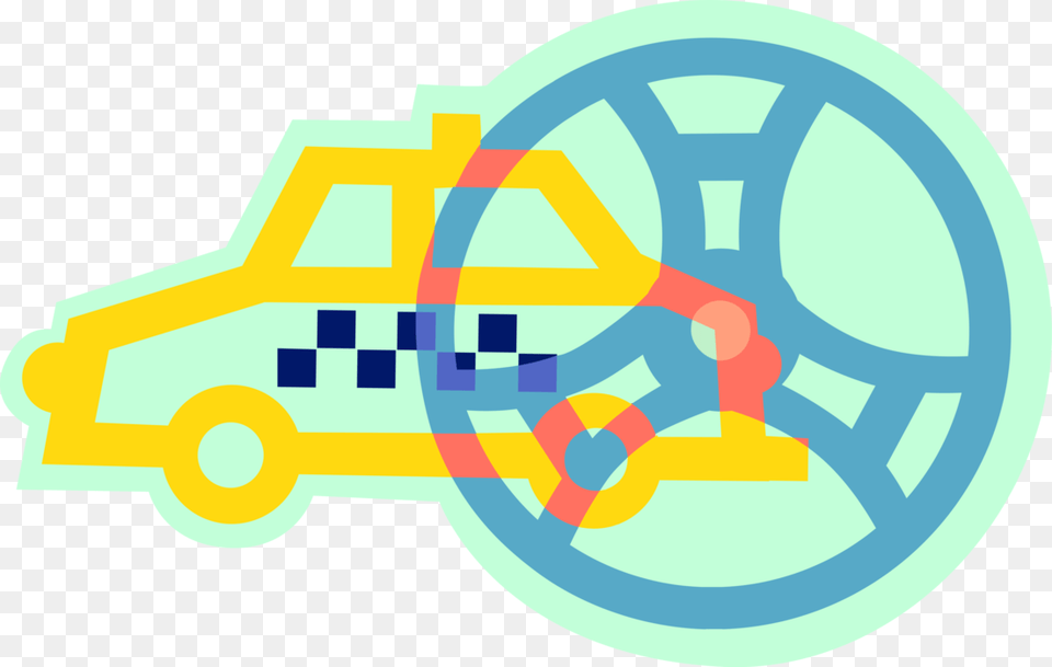 Vector Illustration Of Taxicab Taxi Or Cab Vehicle Circle, Transportation, Alloy Wheel, Tire, Spoke Free Png Download