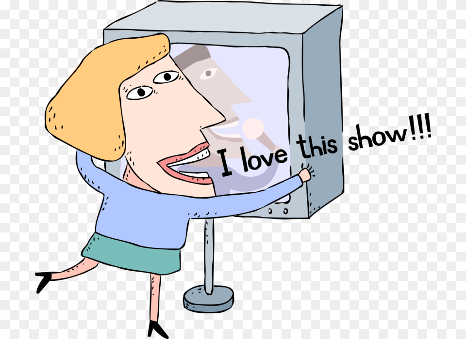 Vector Illustration Of Television Show Fan Enjoys Favorite Cartoon, Person, Face, Head Free Transparent Png