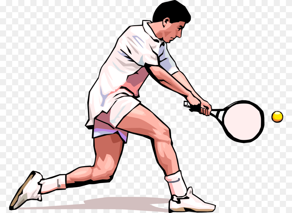 Vector Illustration Of Tennis Player With Racket Or Soft Tennis, Adult, Tennis Ball, Sport, Person Png