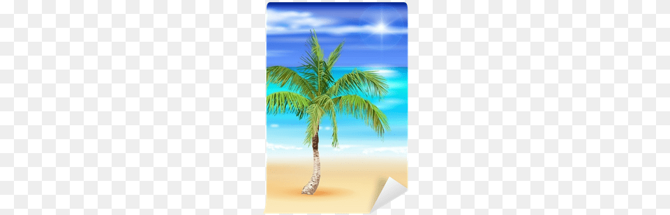 Vector Illustration Of The Palm Tree Wall Mural Pixers Beach Scene Pillow Case, Palm Tree, Plant, Nature, Outdoors Free Png Download