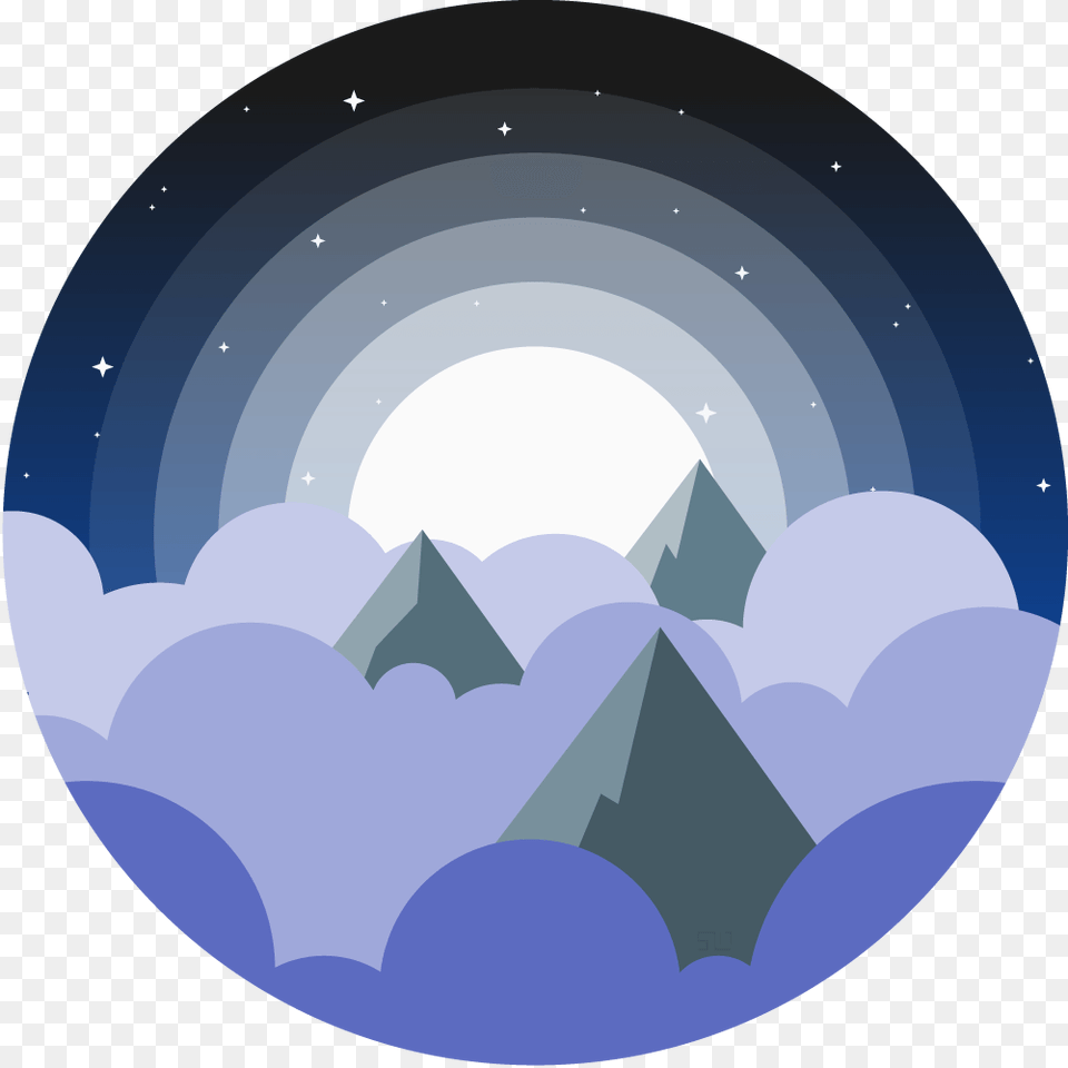Vector Illustration Of The Tops Of Mountains Poking Half Day Half Night, Nature, Outdoors, Astronomy, Moon Free Png Download