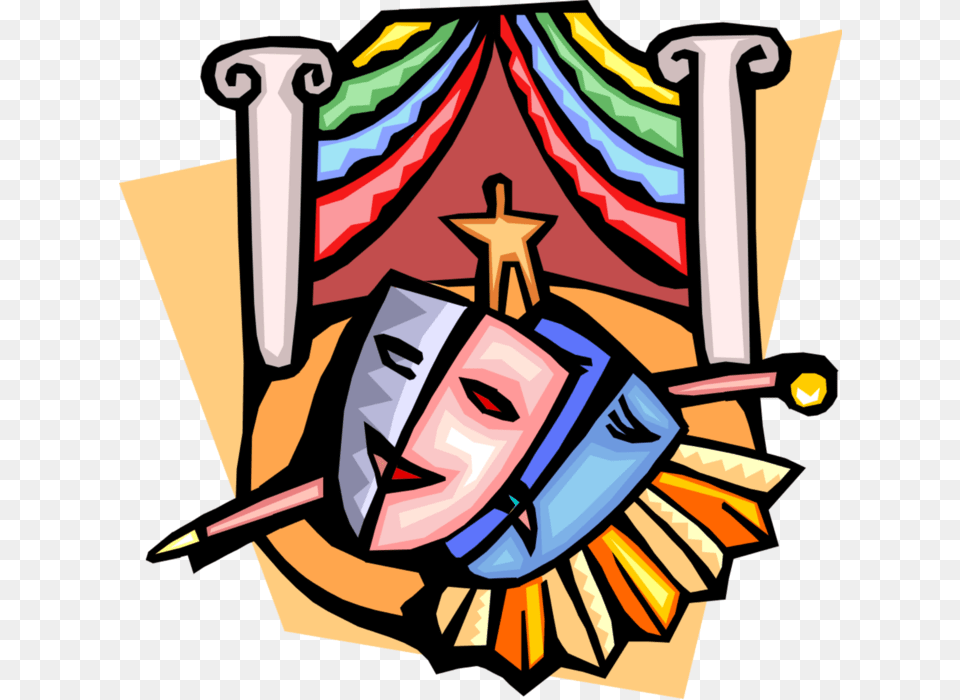 Vector Illustration Of Theatre Or Theater Theatrical Maschere Teatro Clip Art, Person, Face, Head Free Png Download