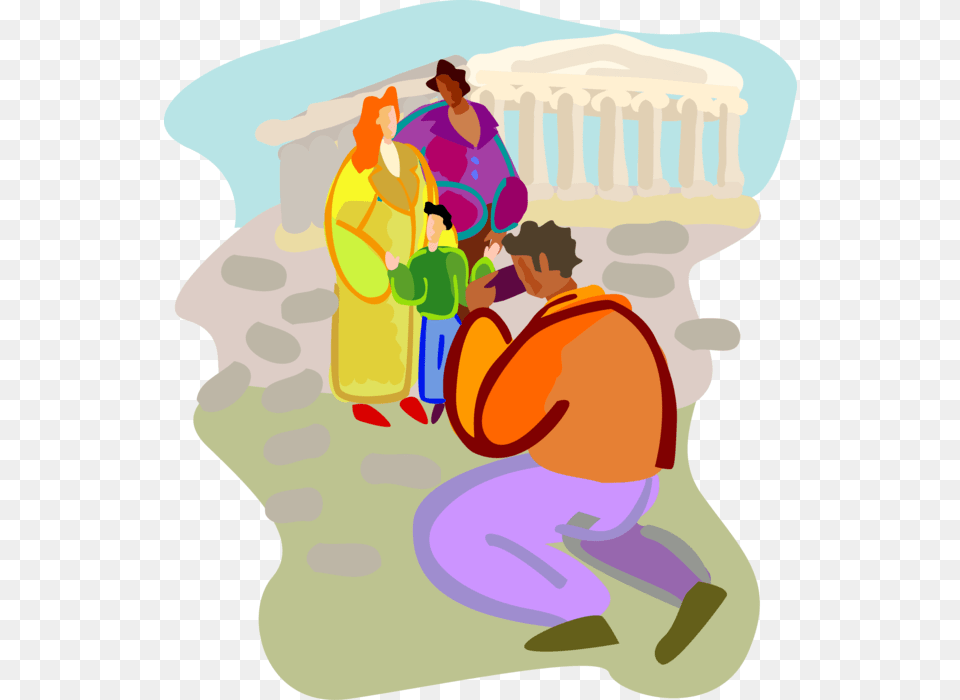 Vector Illustration Of Tourists On Vacation Near Landmark Illustration, Adult, Female, Person, Woman Free Png