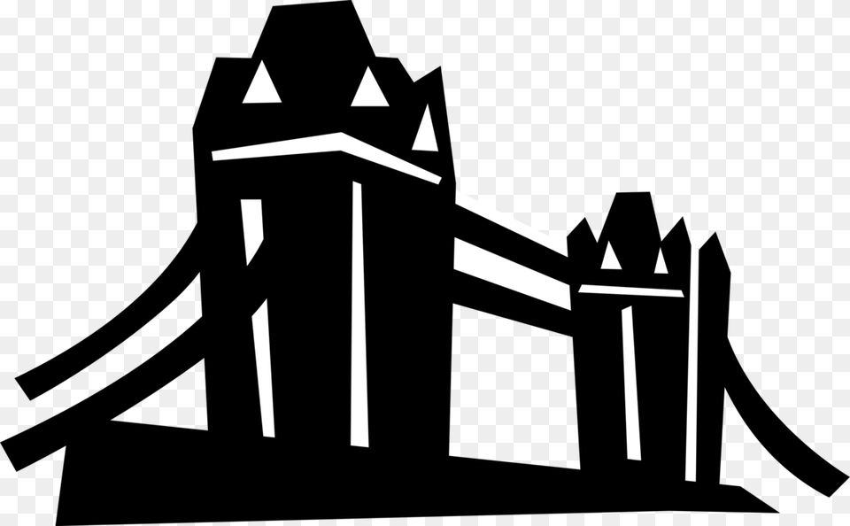 Vector Illustration Of Tower Bridge Bascule And Suspension, Cross, Symbol, Stencil Free Png Download