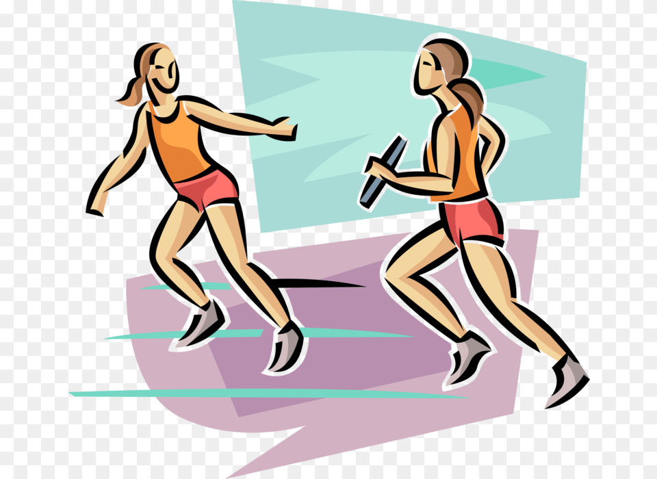 Vector Illustration Of Track And Field Athletic Sport Track And Field Relay Clipart, Adult, Walking, Person, Woman Png Image