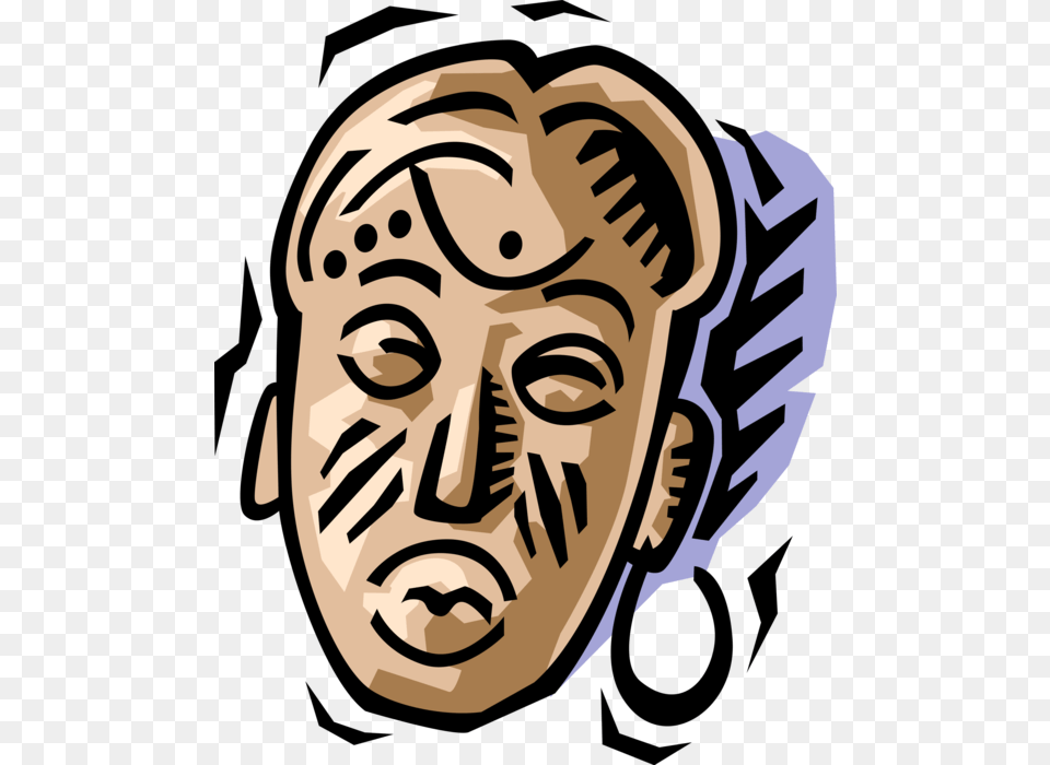 Vector Illustration Of Traditional African Wooden Tribal, Person, Face, Head, Mask Free Png Download
