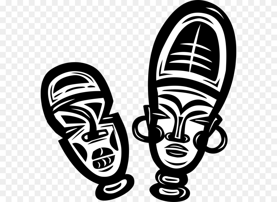 Vector Illustration Of Traditional African Wooden Tribal African Culture Clipart, Clothing, Footwear, Shoe, Stencil Free Png