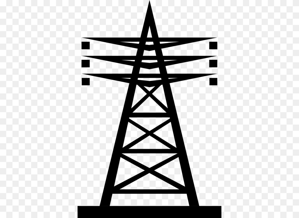 Vector Illustration Of Transmission Towers Carry Electrical Vector Windmill Clipart Black And White, Gray Png Image